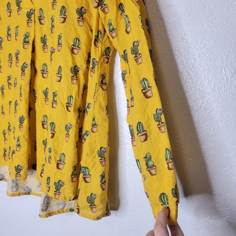 Ivy Jane Cactus Mustard Blouse Women's Size Small - Picture 3 of 13